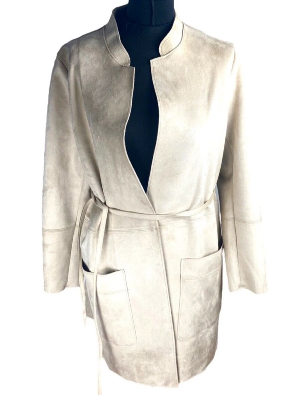 NWTS Women's Cream Suede Belted Coat